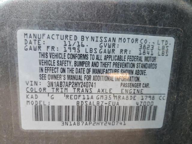 Photo 9 VIN: 3N1AB7AP2HY240741 - NISSAN SENTRA S 