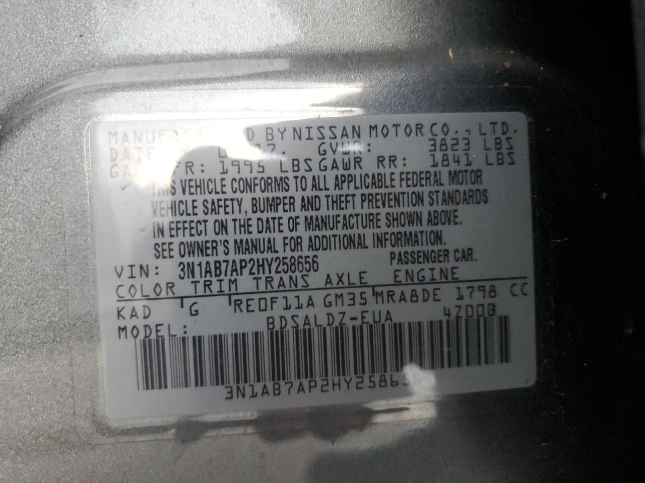 Photo 11 VIN: 3N1AB7AP2HY258656 - NISSAN SENTRA 