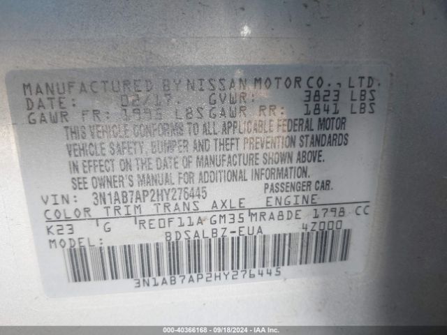 Photo 8 VIN: 3N1AB7AP2HY276445 - NISSAN SENTRA 