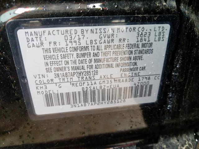 Photo 9 VIN: 3N1AB7AP2HY285128 - NISSAN SENTRA S 