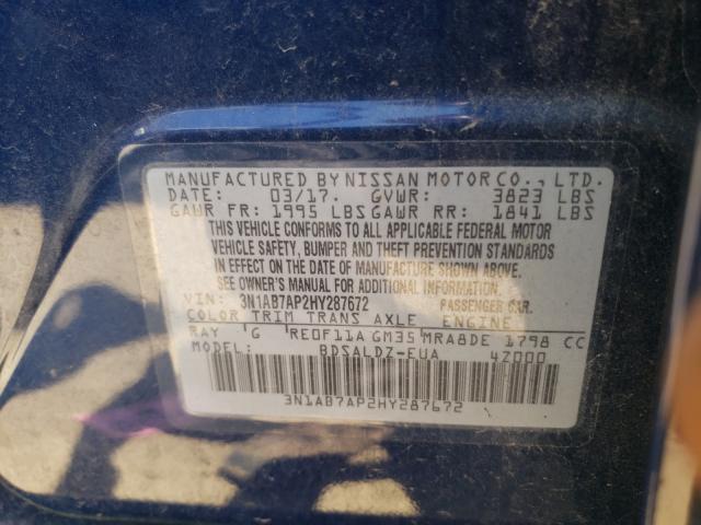 Photo 9 VIN: 3N1AB7AP2HY287672 - NISSAN SENTRA S 