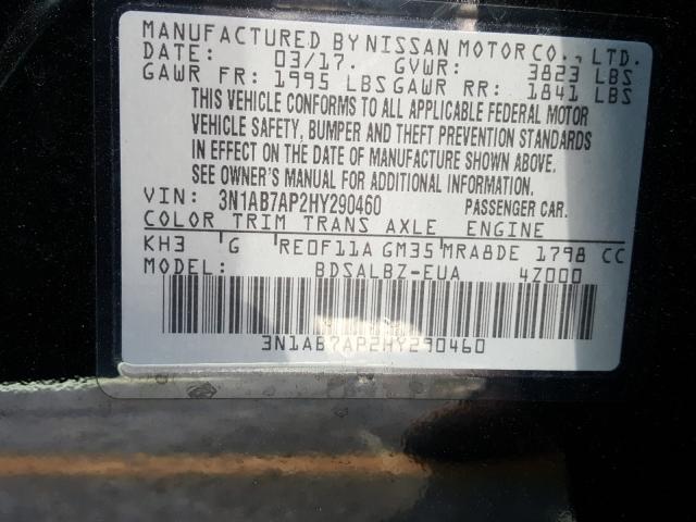 Photo 9 VIN: 3N1AB7AP2HY290460 - NISSAN SENTRA S 