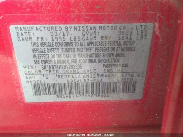 Photo 8 VIN: 3N1AB7AP2HY292306 - NISSAN SENTRA 