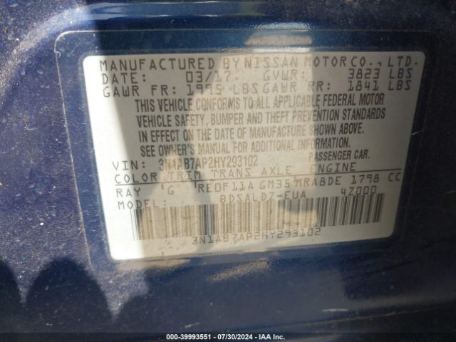 Photo 8 VIN: 3N1AB7AP2HY293102 - NISSAN SENTRA 