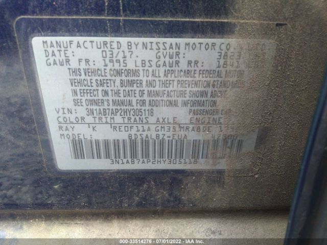 Photo 8 VIN: 3N1AB7AP2HY305118 - NISSAN SENTRA 