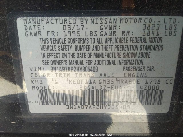 Photo 8 VIN: 3N1AB7AP2HY305409 - NISSAN SENTRA 