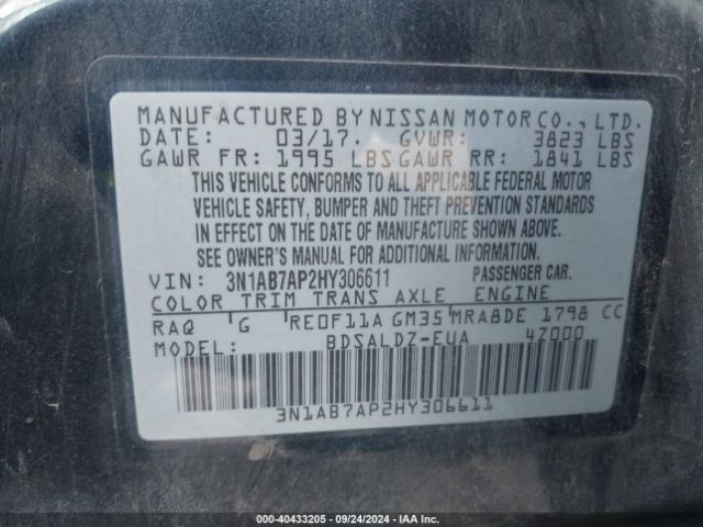 Photo 8 VIN: 3N1AB7AP2HY306611 - NISSAN SENTRA 