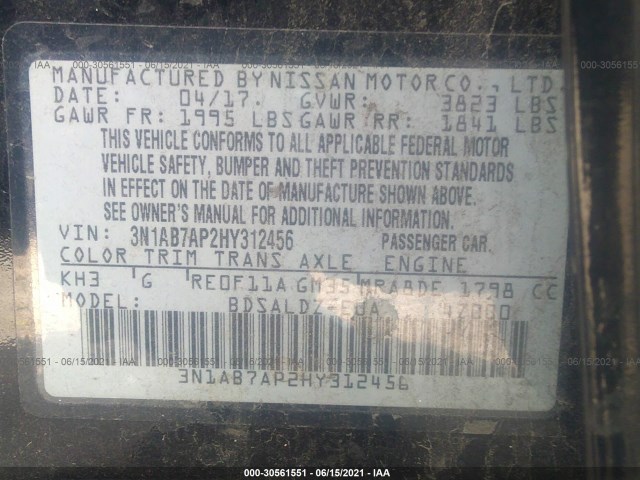 Photo 8 VIN: 3N1AB7AP2HY312456 - NISSAN SENTRA 