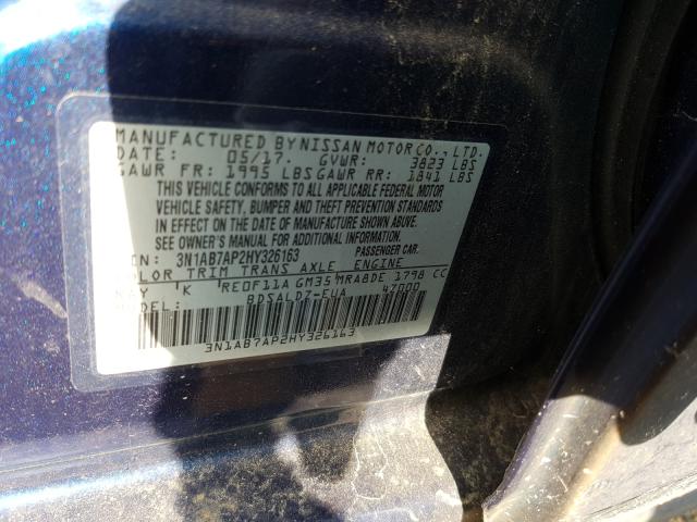 Photo 9 VIN: 3N1AB7AP2HY326163 - NISSAN SENTRA S 