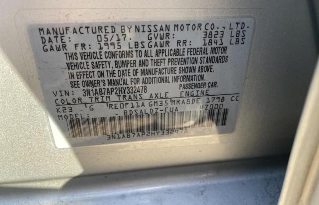 Photo 9 VIN: 3N1AB7AP2HY332478 - NISSAN SENTRA S 