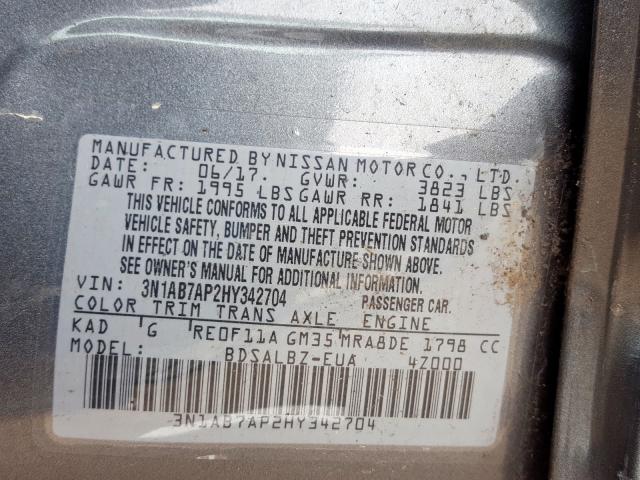 Photo 9 VIN: 3N1AB7AP2HY342704 - NISSAN SENTRA S 