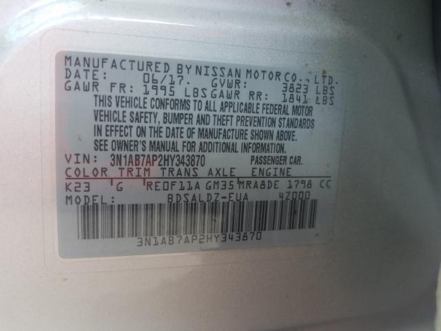 Photo 9 VIN: 3N1AB7AP2HY343870 - NISSAN SENTRA S 