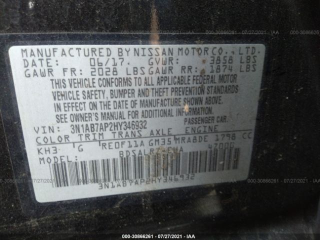 Photo 8 VIN: 3N1AB7AP2HY346932 - NISSAN SENTRA 