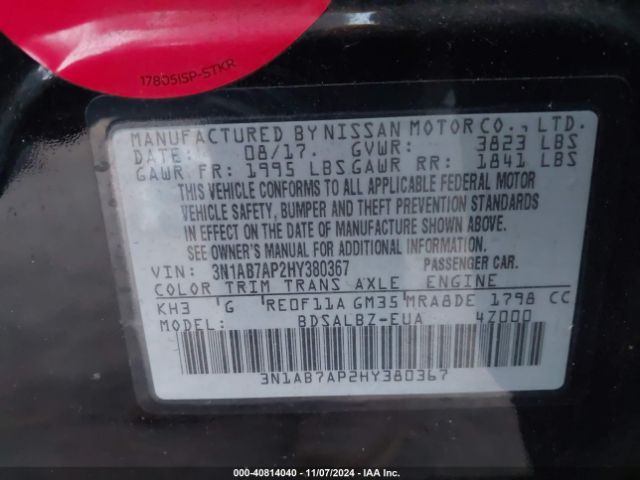 Photo 8 VIN: 3N1AB7AP2HY380367 - NISSAN SENTRA 