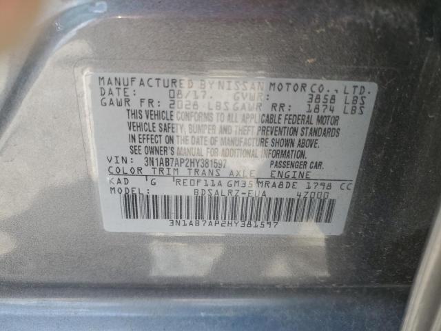 Photo 11 VIN: 3N1AB7AP2HY381597 - NISSAN SENTRA S 