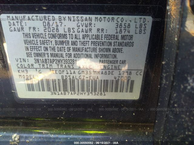 Photo 8 VIN: 3N1AB7AP2HY393281 - NISSAN SENTRA 