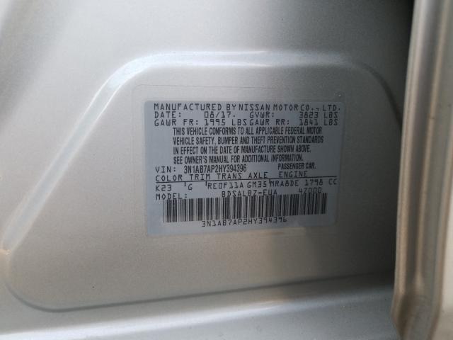 Photo 9 VIN: 3N1AB7AP2HY394396 - NISSAN SENTRA S 