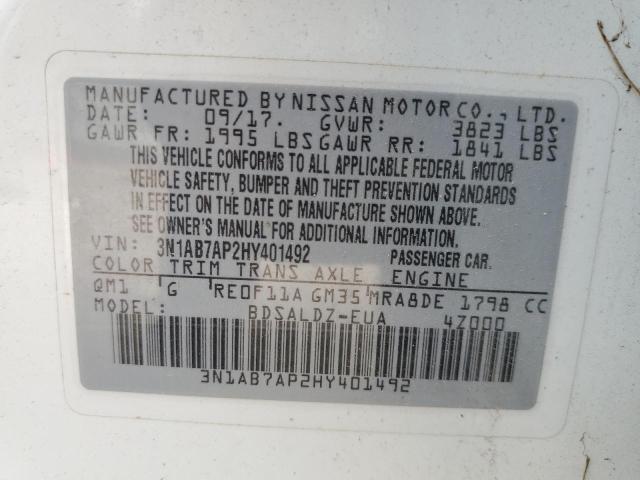 Photo 9 VIN: 3N1AB7AP2HY401492 - NISSAN SENTRA S 