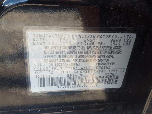 Photo 9 VIN: 3N1AB7AP2HY403145 - NISSAN SENTRA S 