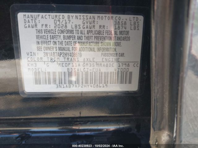 Photo 8 VIN: 3N1AB7AP2HY408619 - NISSAN SENTRA 