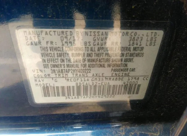 Photo 8 VIN: 3N1AB7AP2HY409222 - NISSAN SENTRA 