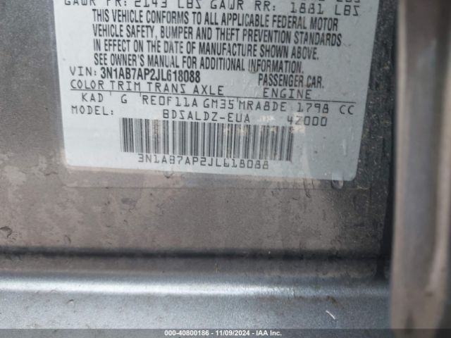 Photo 8 VIN: 3N1AB7AP2JL618088 - NISSAN SENTRA 