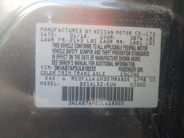 Photo 9 VIN: 3N1AB7AP2JL618222 - NISSAN SENTRA S 