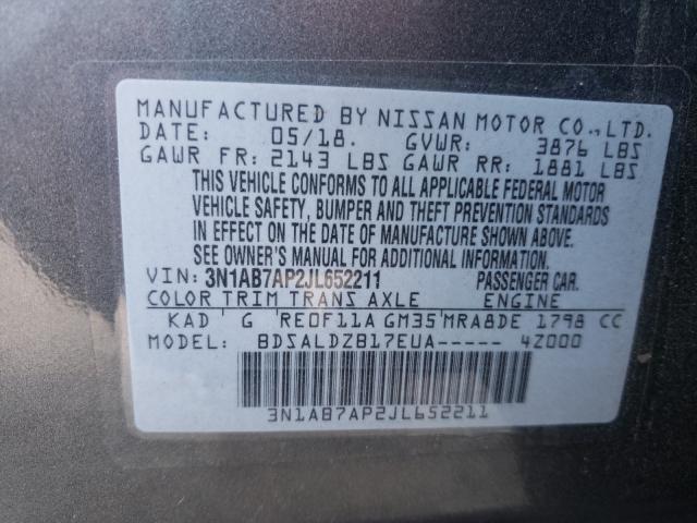 Photo 9 VIN: 3N1AB7AP2JL652211 - NISSAN SENTRA S 