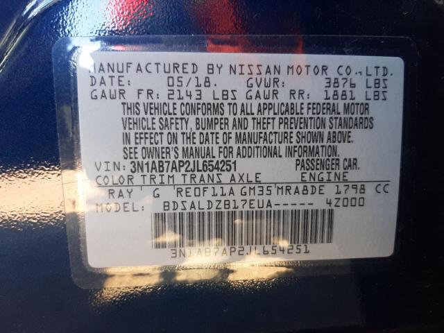 Photo 9 VIN: 3N1AB7AP2JL654251 - NISSAN SENTRA S 