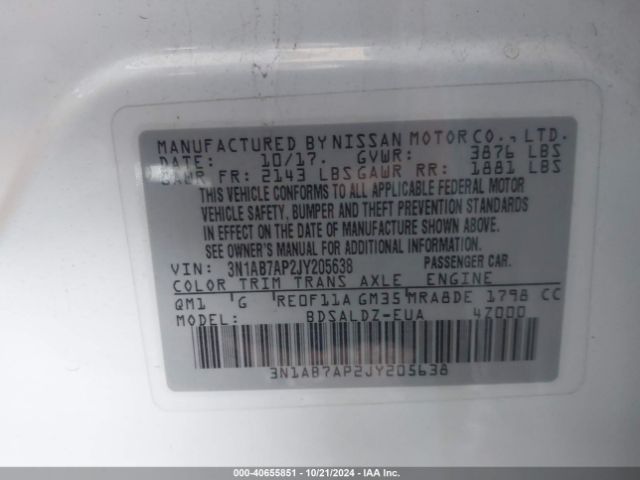 Photo 8 VIN: 3N1AB7AP2JY205638 - NISSAN SENTRA 