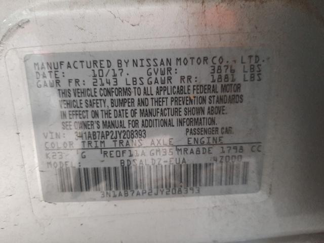 Photo 9 VIN: 3N1AB7AP2JY208393 - NISSAN SENTRA S 