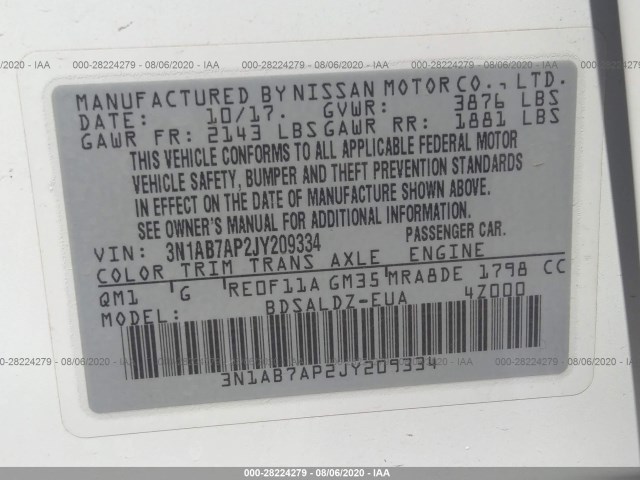 Photo 8 VIN: 3N1AB7AP2JY209334 - NISSAN SENTRA 