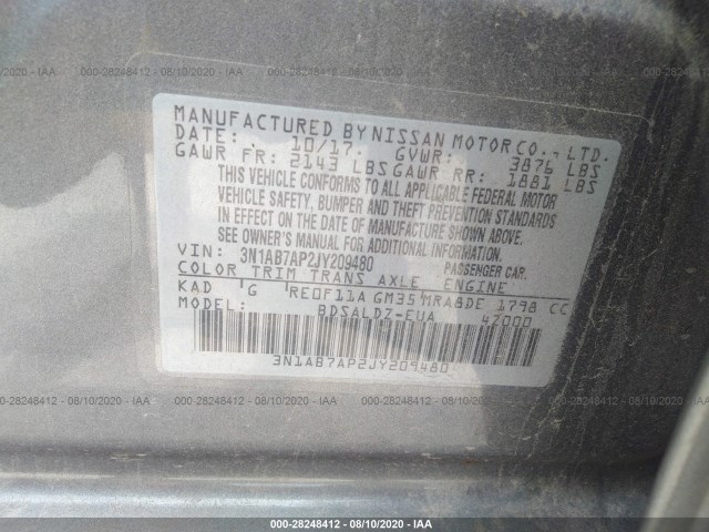 Photo 8 VIN: 3N1AB7AP2JY209480 - NISSAN SENTRA 