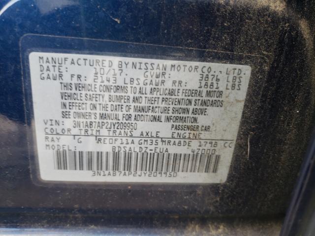 Photo 9 VIN: 3N1AB7AP2JY209950 - NISSAN SENTRA S 