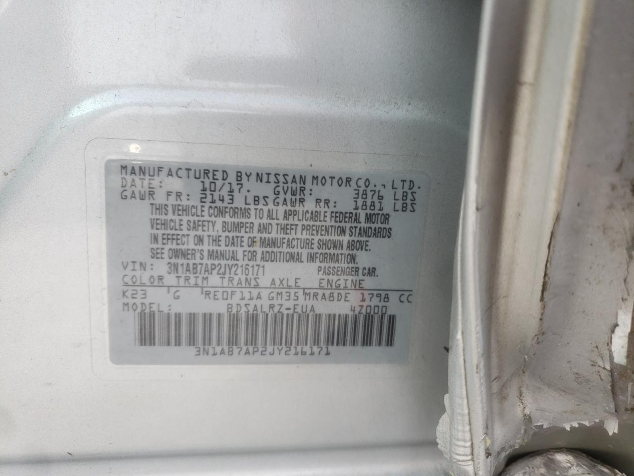 Photo 12 VIN: 3N1AB7AP2JY216171 - NISSAN SENTRA 