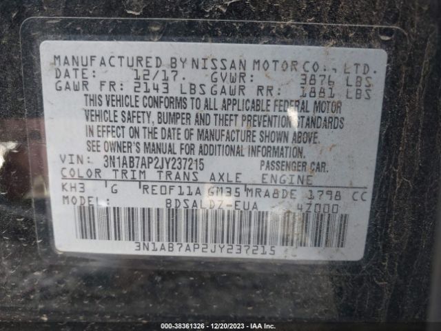 Photo 8 VIN: 3N1AB7AP2JY237215 - NISSAN SENTRA 