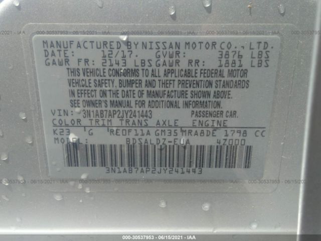 Photo 8 VIN: 3N1AB7AP2JY241443 - NISSAN SENTRA 