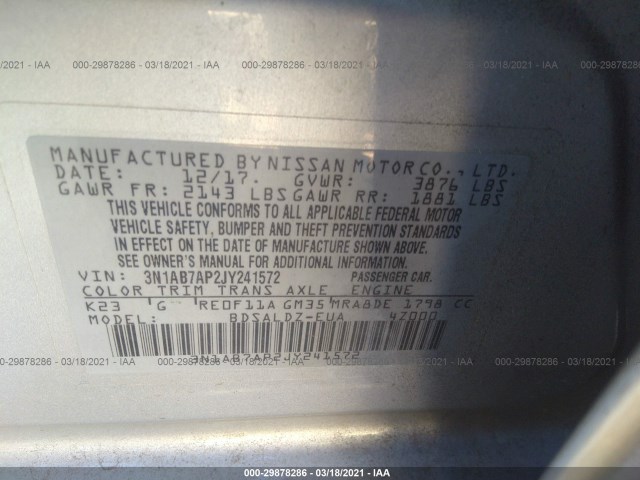 Photo 8 VIN: 3N1AB7AP2JY241572 - NISSAN SENTRA 