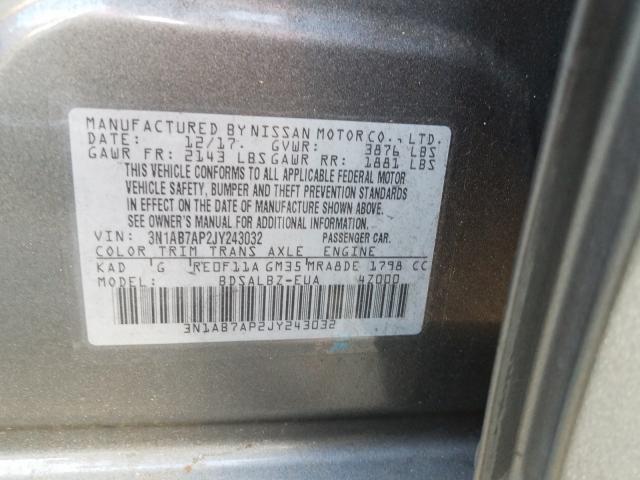 Photo 9 VIN: 3N1AB7AP2JY243032 - NISSAN SENTRA S 