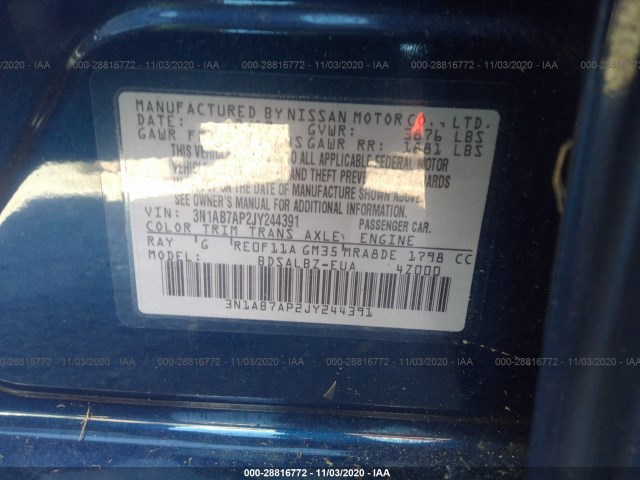 Photo 8 VIN: 3N1AB7AP2JY244391 - NISSAN SENTRA 