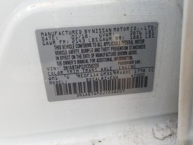 Photo 9 VIN: 3N1AB7AP2JY258209 - NISSAN SENTRA S 