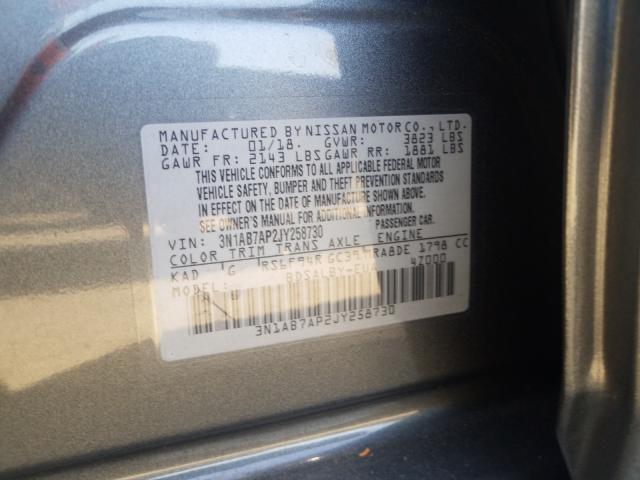 Photo 9 VIN: 3N1AB7AP2JY258730 - NISSAN SENTRA S 