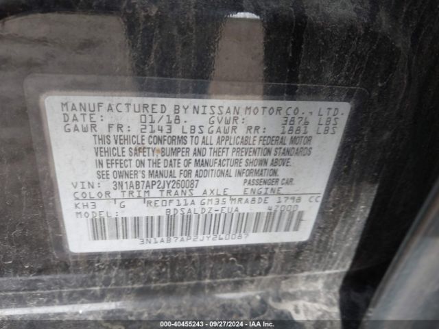 Photo 8 VIN: 3N1AB7AP2JY260087 - NISSAN SENTRA 