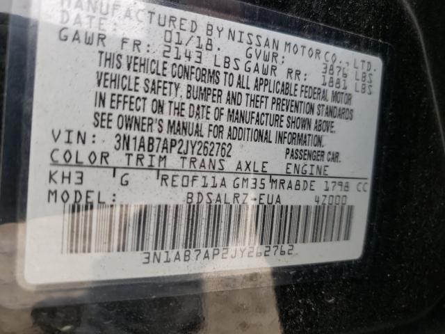 Photo 9 VIN: 3N1AB7AP2JY262762 - NISSAN SENTRA S 