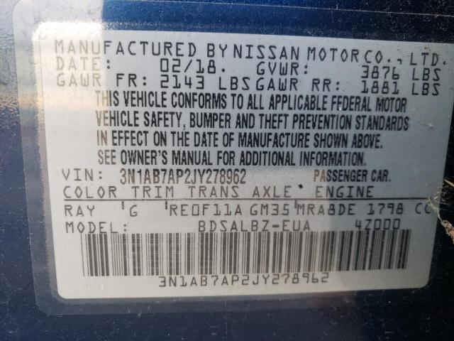 Photo 11 VIN: 3N1AB7AP2JY278962 - NISSAN SENTRA S 