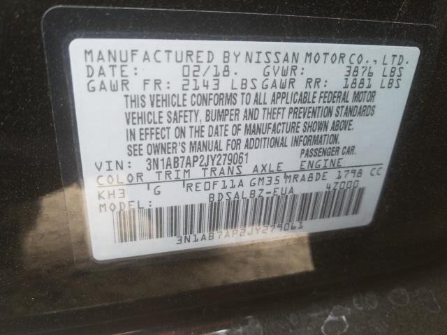 Photo 9 VIN: 3N1AB7AP2JY279061 - NISSAN SENTRA S 