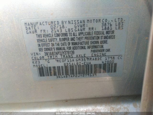 Photo 8 VIN: 3N1AB7AP2JY279139 - NISSAN SENTRA 