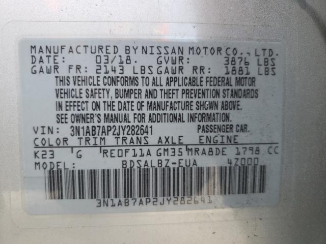 Photo 9 VIN: 3N1AB7AP2JY282641 - NISSAN SENTRA S 