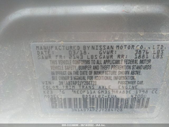 Photo 8 VIN: 3N1AB7AP2JY284728 - NISSAN SENTRA 