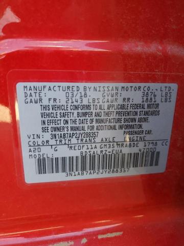 Photo 11 VIN: 3N1AB7AP2JY288357 - NISSAN SENTRA S 